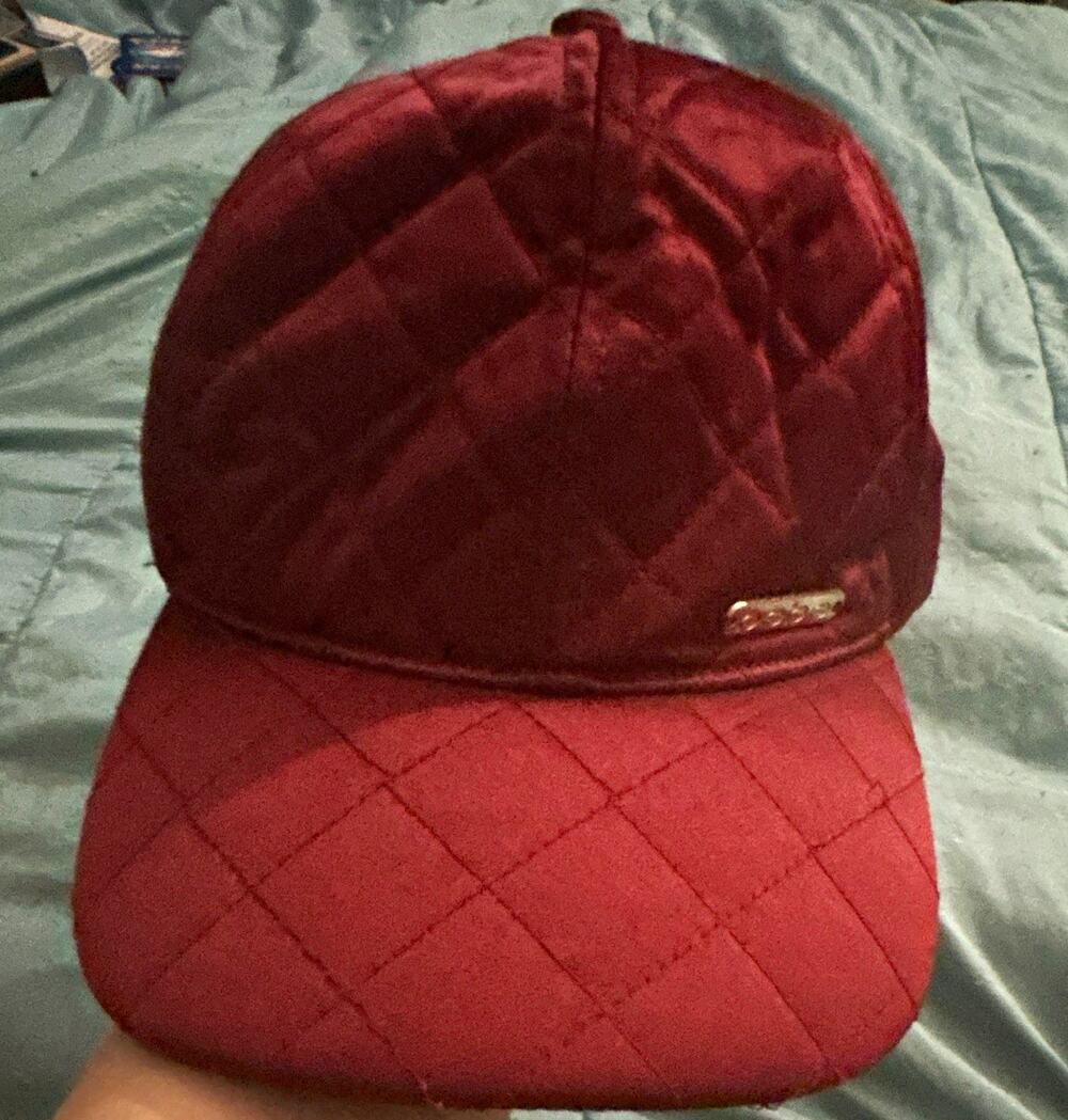 Bebe Red Quilted Hat OSFM One Size Fits Most Y2K Women's Cap